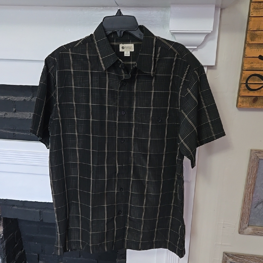 HAGGAR Clothing Black Checkered Men's Shirt
